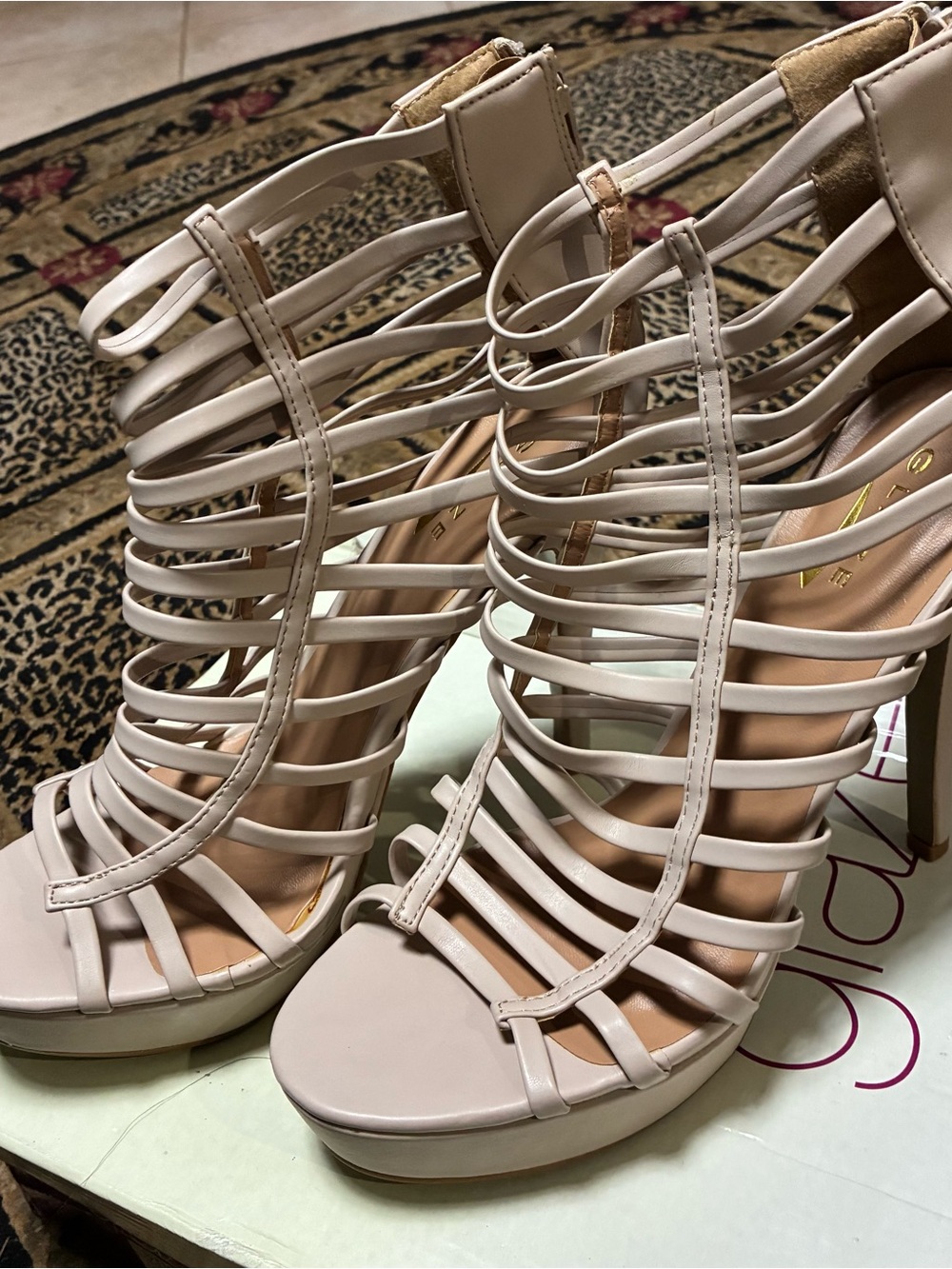 Strappy High Heel Sandals in Light tan - Women